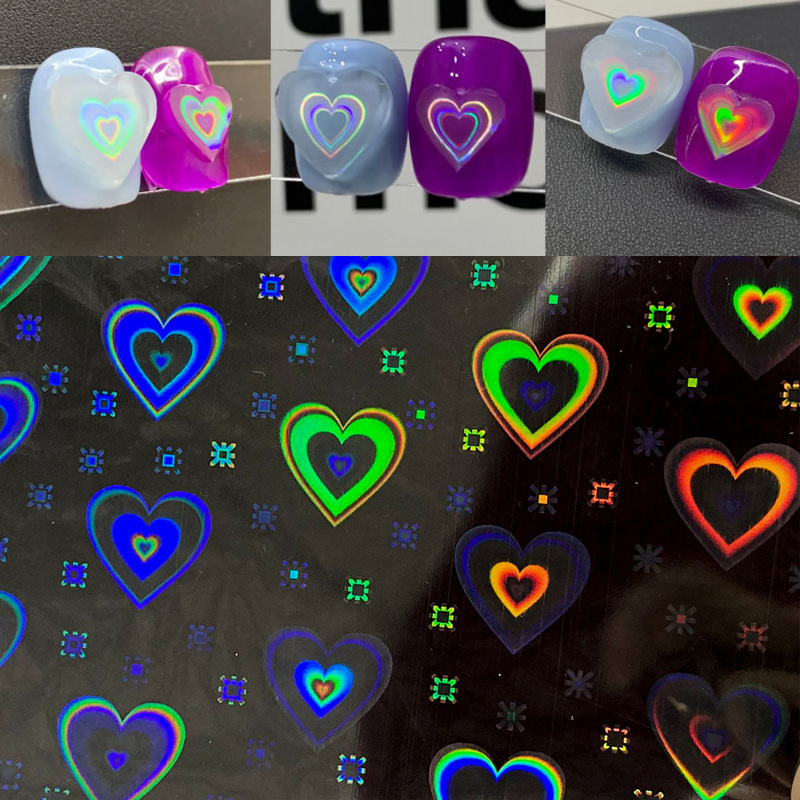 2pcs Holographic Aurora Heart  - Nail Art Lotso ulasan dan harga