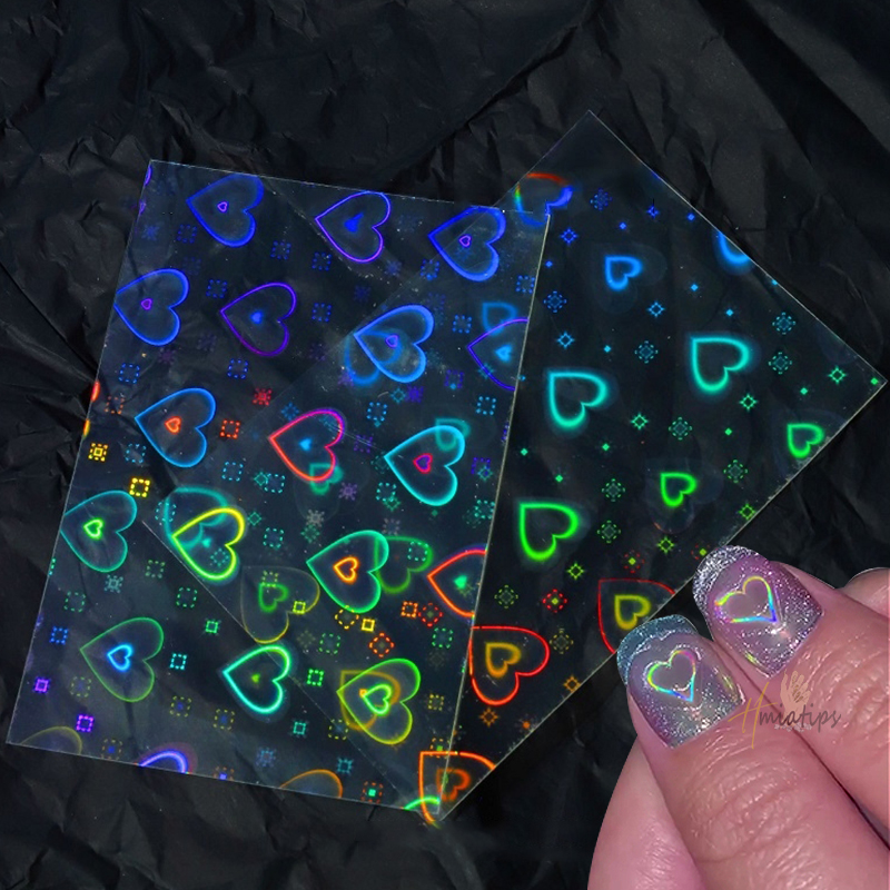 2pcs Holographic Aurora Heart  - Nail Art Lotso ulasan dan harga