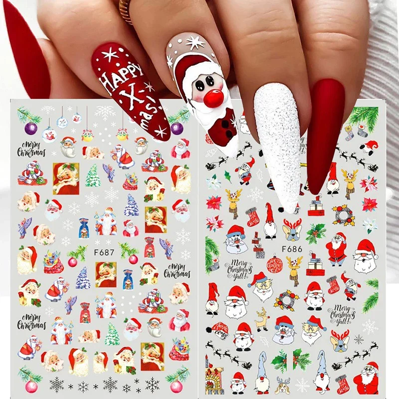 Xmas Nails Stickers Winter San - Nail Art Xmas Design ulasan dan harga