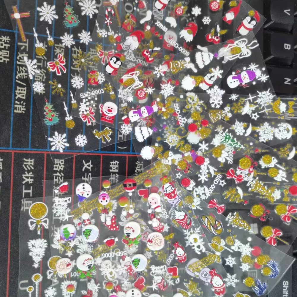 5D Glitter Christmas Embossed  - Nail Art Xmas 2025 ulasan dan harga