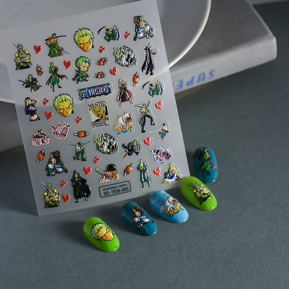 1PCS 5D Portable ONE PIECE Nai - Nail Art Zoro One Piece ulasan dan harga