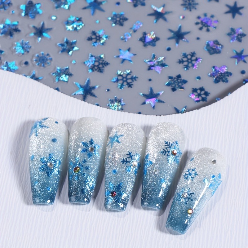 5PCS Christmas snowflake star  - Nail Art Xmas Design ulasan dan harga