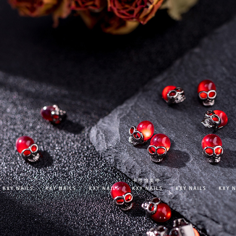 10PCS Red Skull Nail Charms Ac - Nail Art Lotso ulasan dan harga