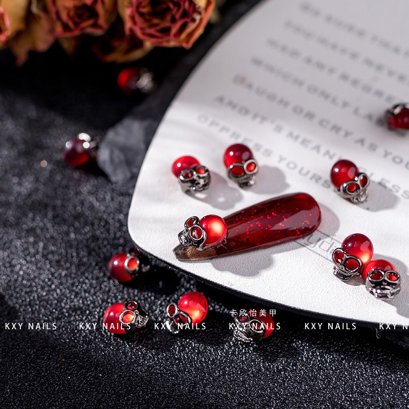 10PCS Red Skull Nail Charms Ac - Nail Art Lotso ulasan dan harga