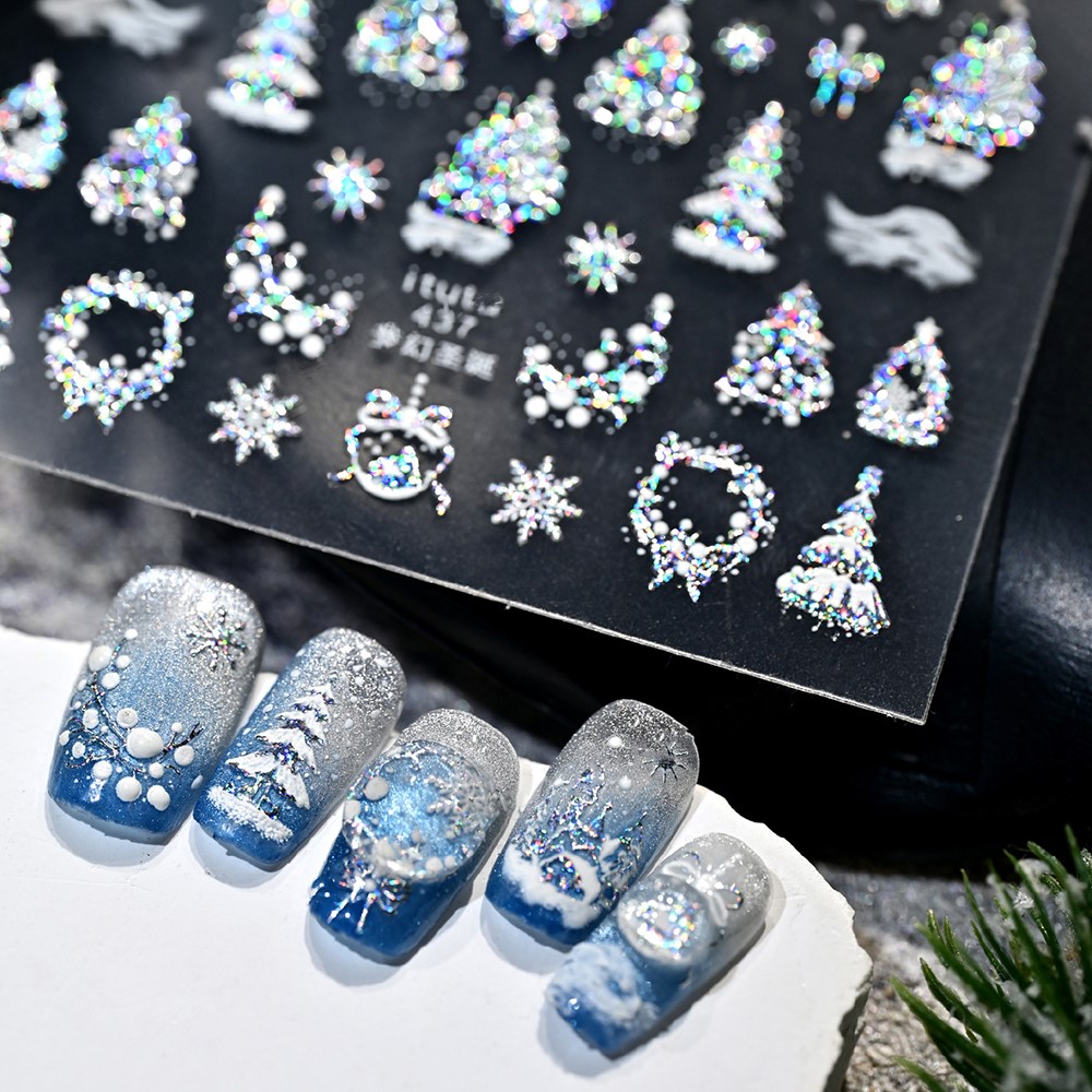 5D Embossed Gold Castle/Garlan - Nail Art Xmas Design ulasan dan harga