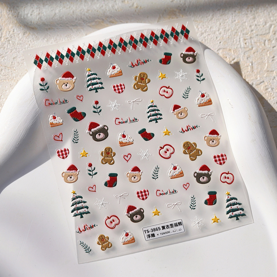 Cute Christmas Bear & Gingerbr - Nail Art Xmas Design ulasan dan harga
