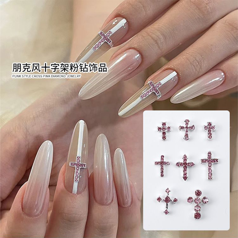 10PCS Punk Sparkle Pink Diamon - Nail Art Lotso ulasan dan harga