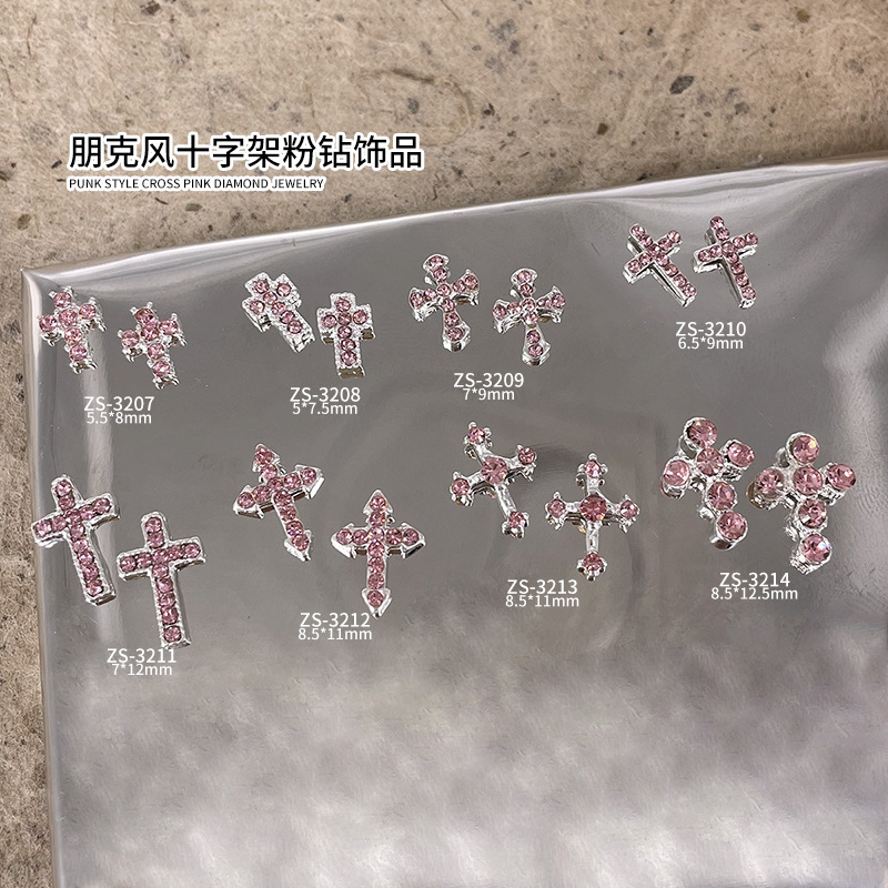 10PCS Punk Sparkle Pink Diamon - Nail Art Lotso ulasan dan harga