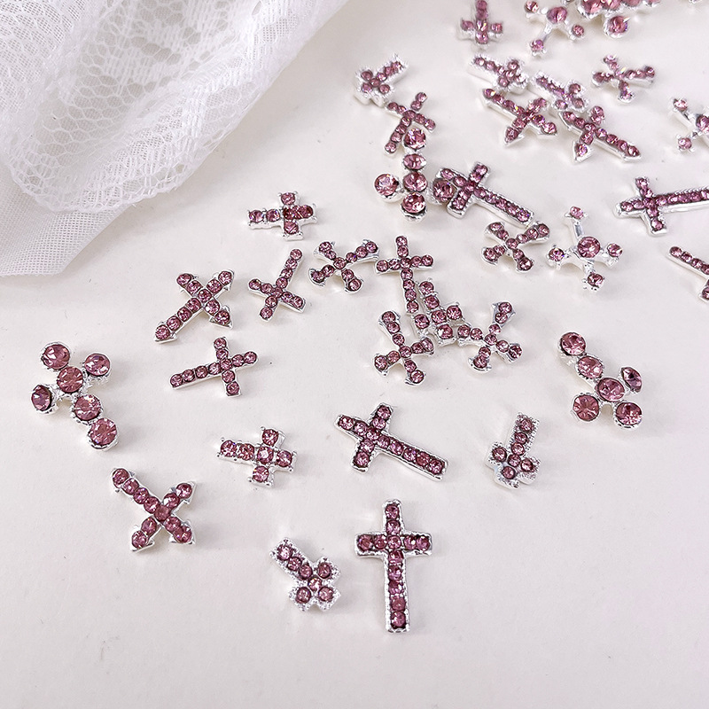 10PCS Punk Sparkle Pink Diamon - Nail Art Lotso ulasan dan harga