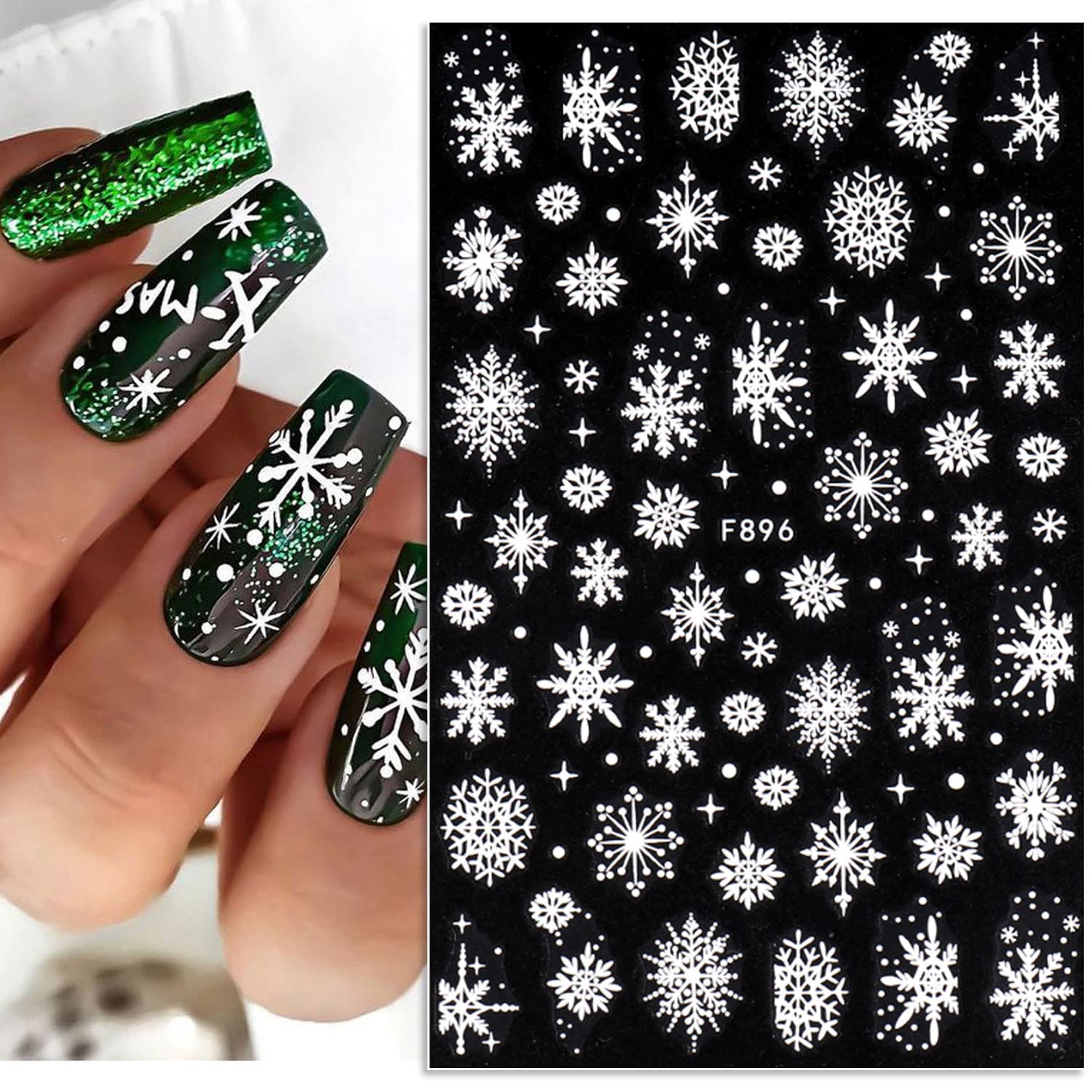 3D Snowflake Nail Art Decals W - Nail Art Xmas Design ulasan dan harga