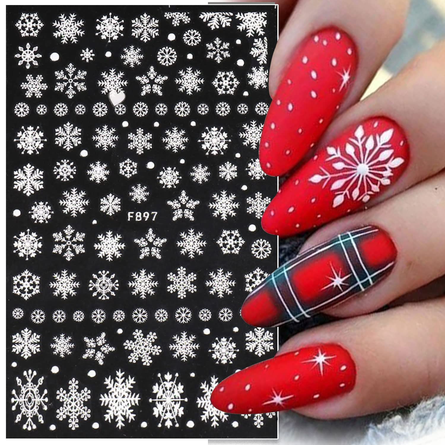 3D Snowflake Nail Art Decals W - Nail Art Xmas Design ulasan dan harga