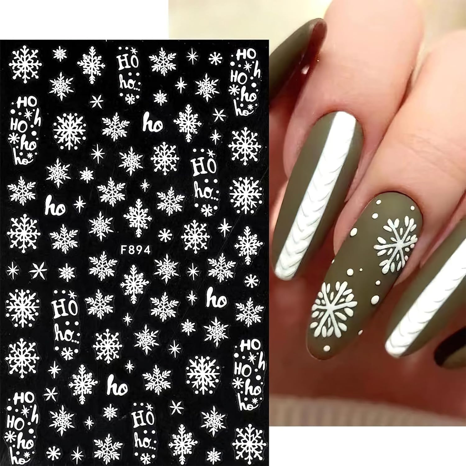 3D Snowflake Nail Art Decals W - Nail Art Xmas Design ulasan dan harga