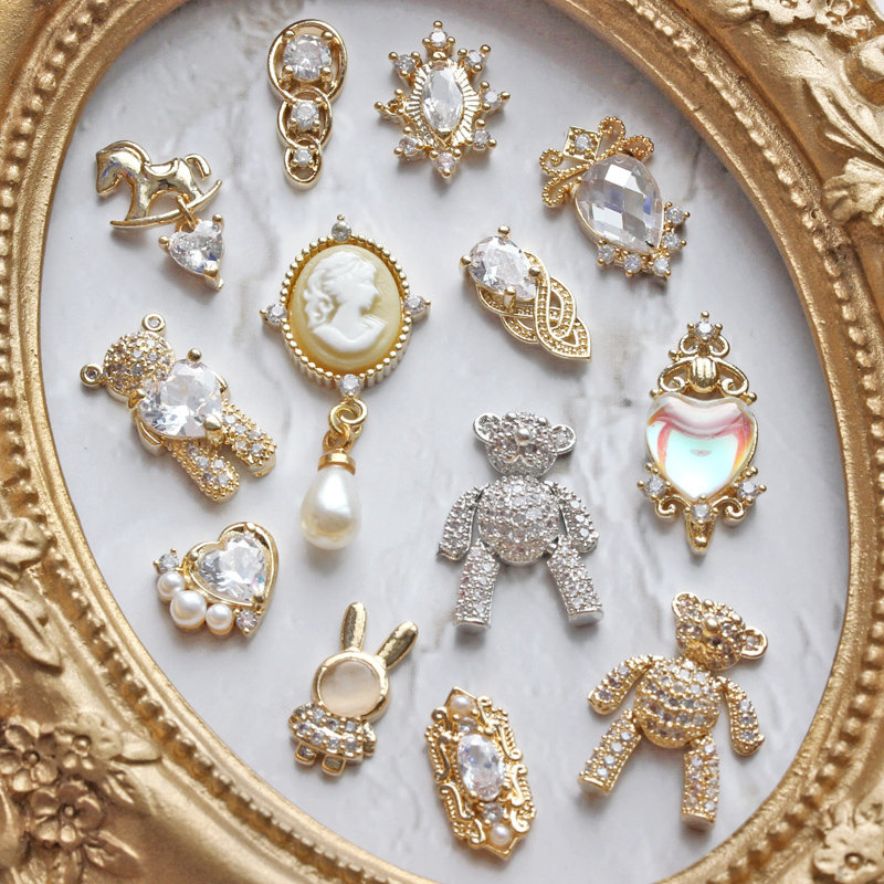 10pcs Heart Bear Rabbit Pendan - Nail Art Lotso ulasan dan harga