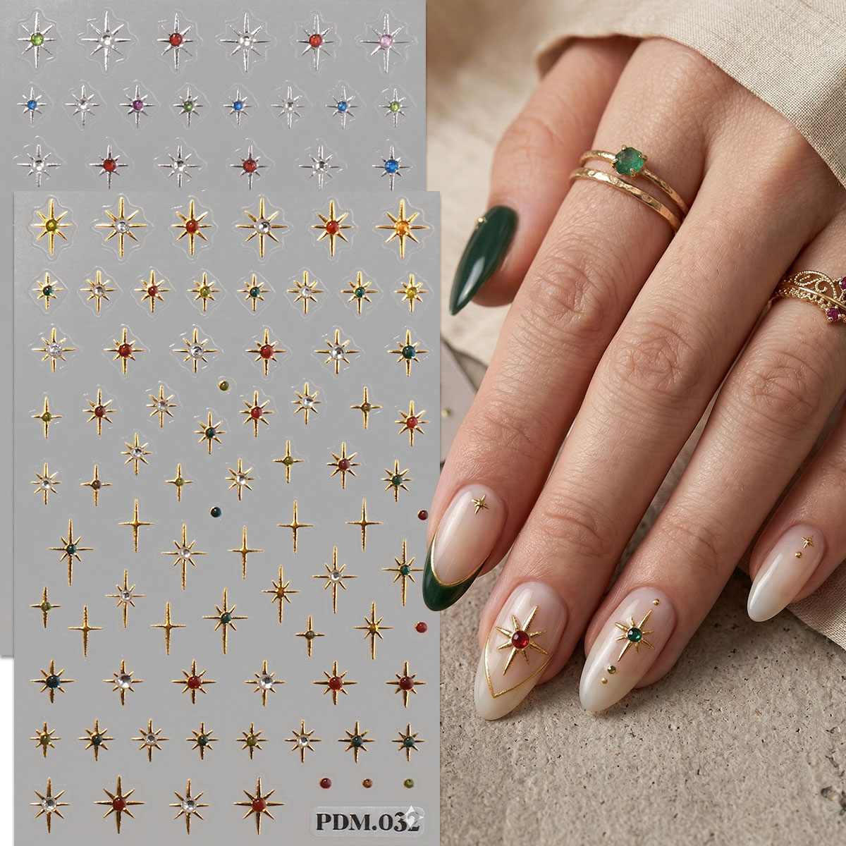 Gold Silver Starburst Nail Art - Nail Art Ramadan ulasan dan harga